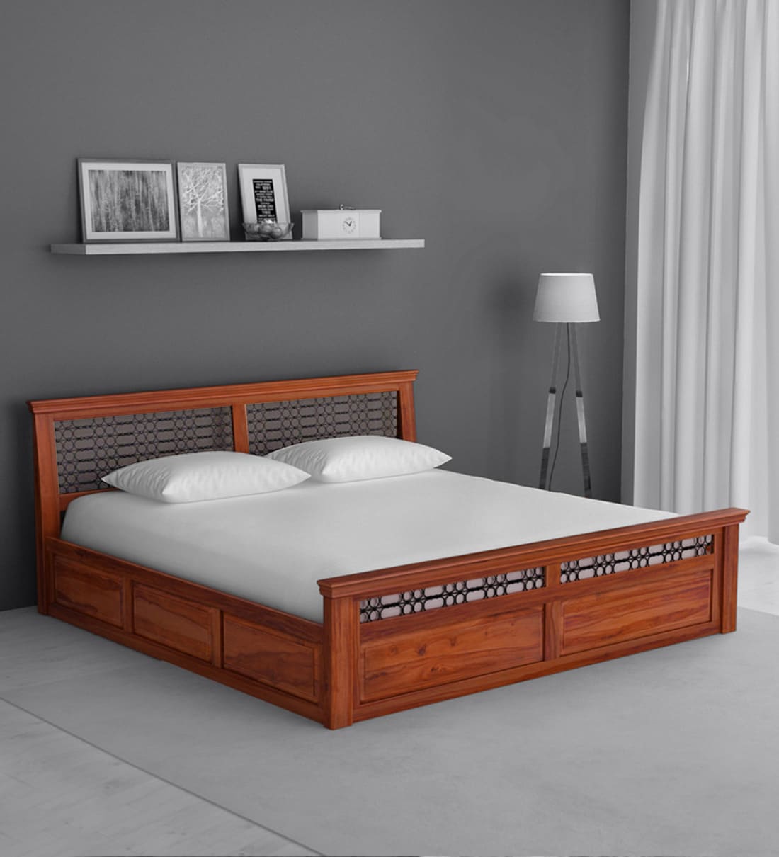 Buy Stafford Solid Wood King Size Bed With Box Storage In Honey Oak