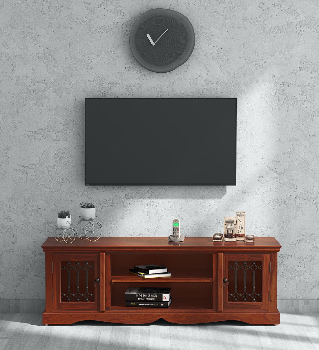 Buy Stafford Solid Wood TV Console in Honey Oak Finish By Amberville