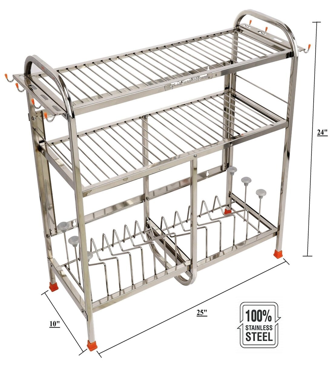 Pot Draining Rack 3 Piece Pot Rack Set 3-Piece Stainless Steel Steaming Rack Set – Round ...