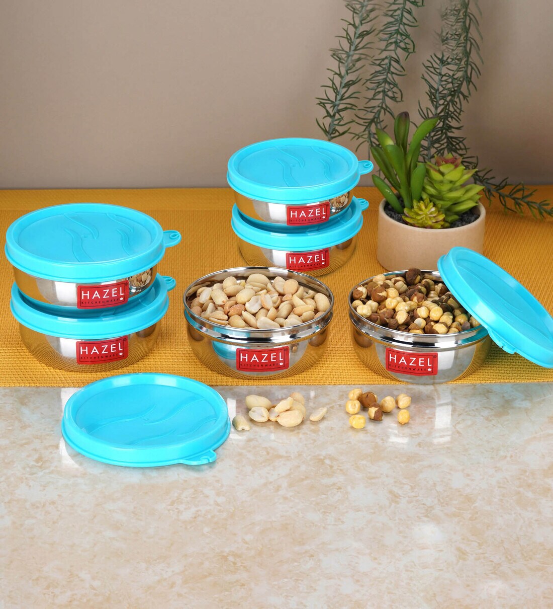 Buy Stainless Steel 90 ml Silver Airtight Storage Container (Set of 6