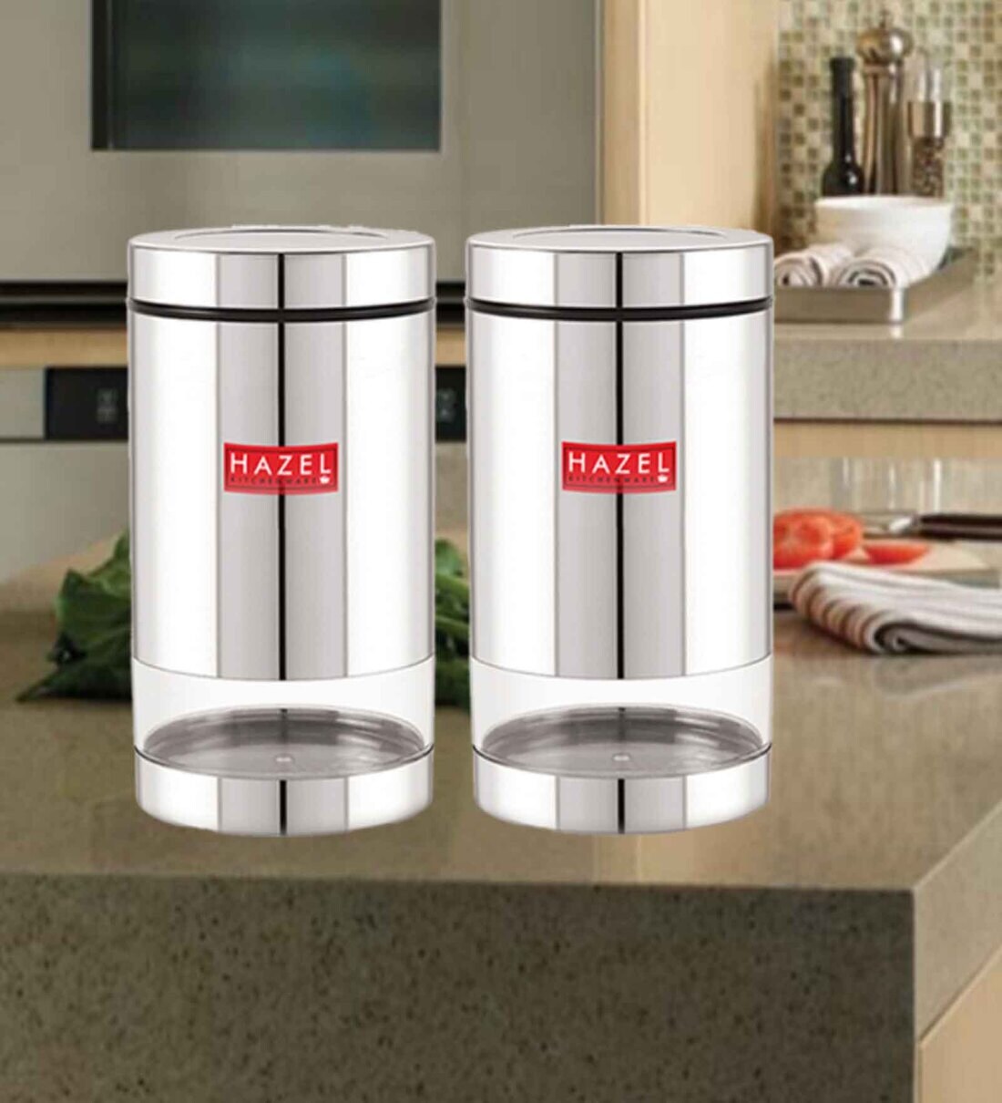 Buy Silver 1.3 ltr Stainless Steel (Set of 2) Transparent See Through