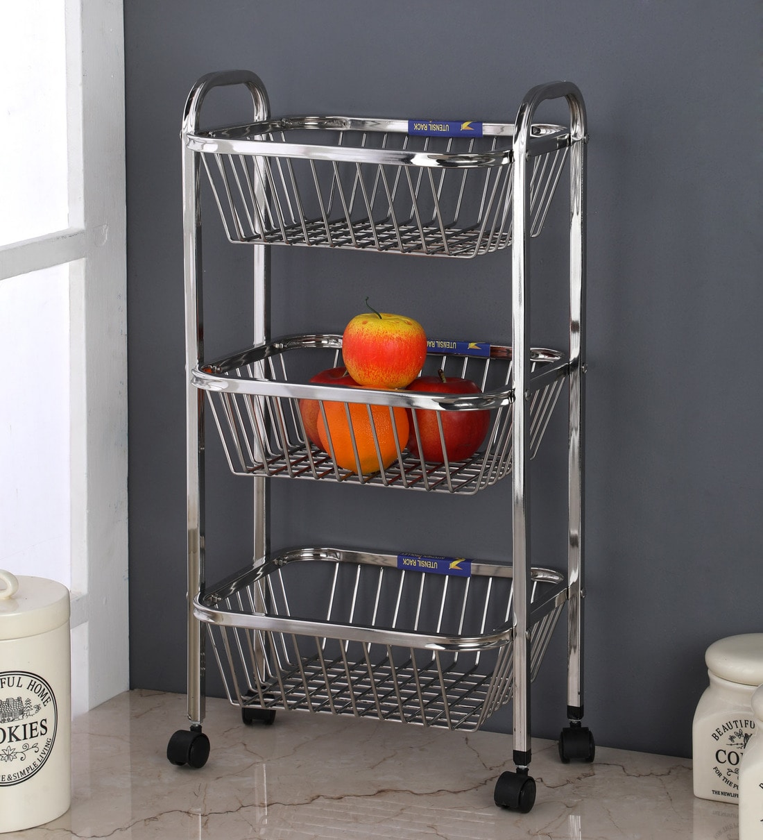 Buy 3 Tier Stainless Steel Kitchen Trolley By Zecado Online Kitchen