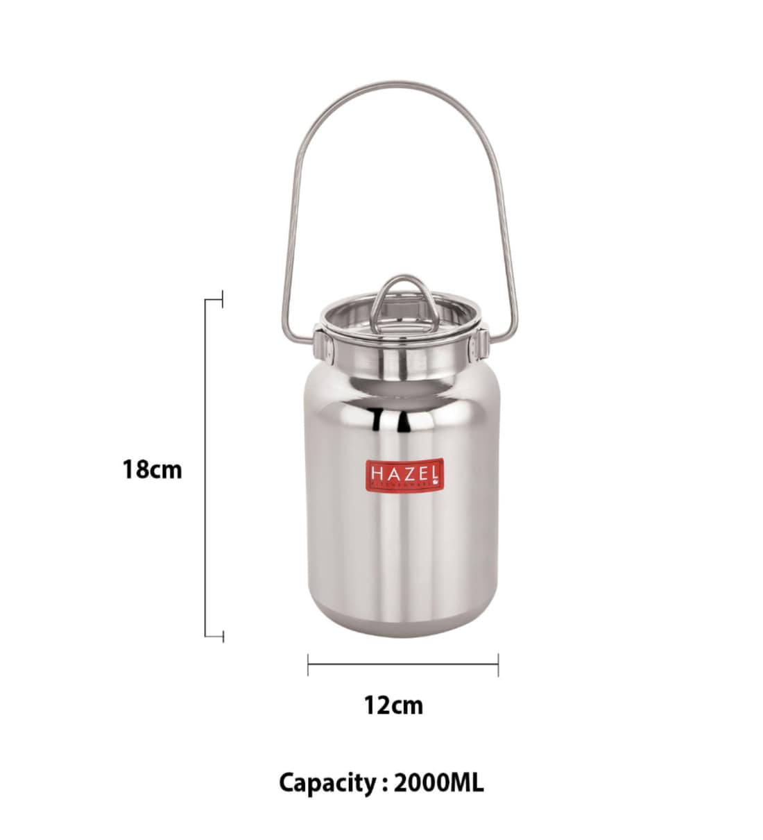 Hazel Edelstahl Aufbewahrungsbehälter Für Öl & Ghee – 600 Ml Fassungsvermögen, Silber, Höhe 11,2 Cm, Durchmesser 9,7 Cm