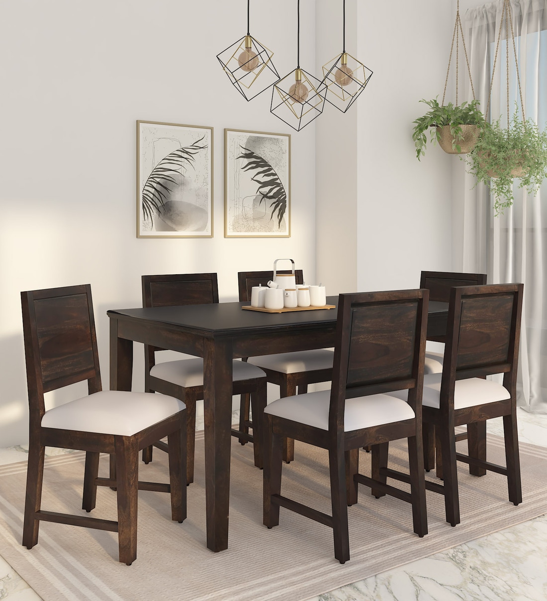 Buy Stanfield Sheesham Wood Seater Dining Set In Warm Chestnut Finish