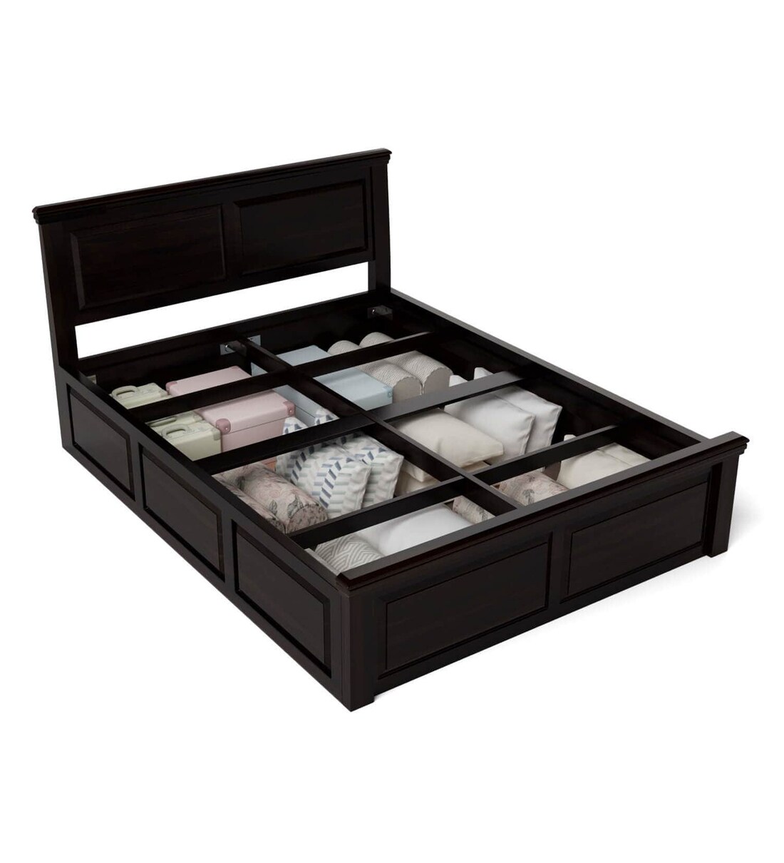 Buy Stanfield Solid Wood King Size Bed With Box Storage In Warm