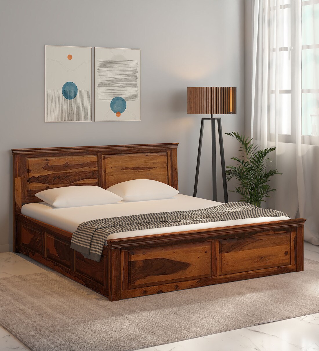 Buy Stanfield Sheesham Wood King Size Bed in Scratch Resistant Honey