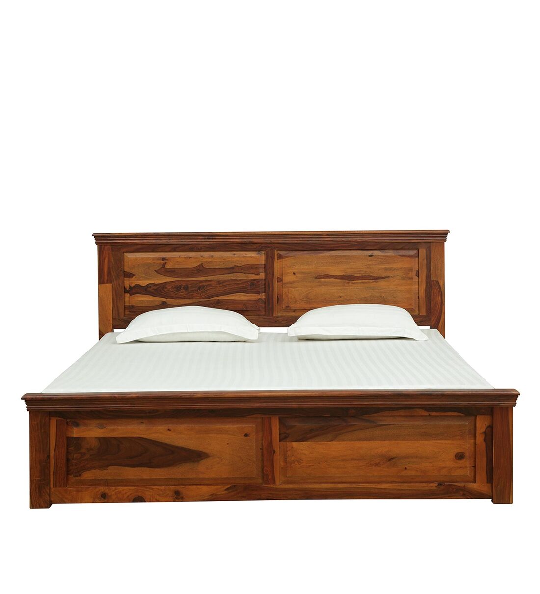 Buy Stanfield Solid Wood Queen Size Bed With Box Storage In Honey Oak Finish By Amberville 