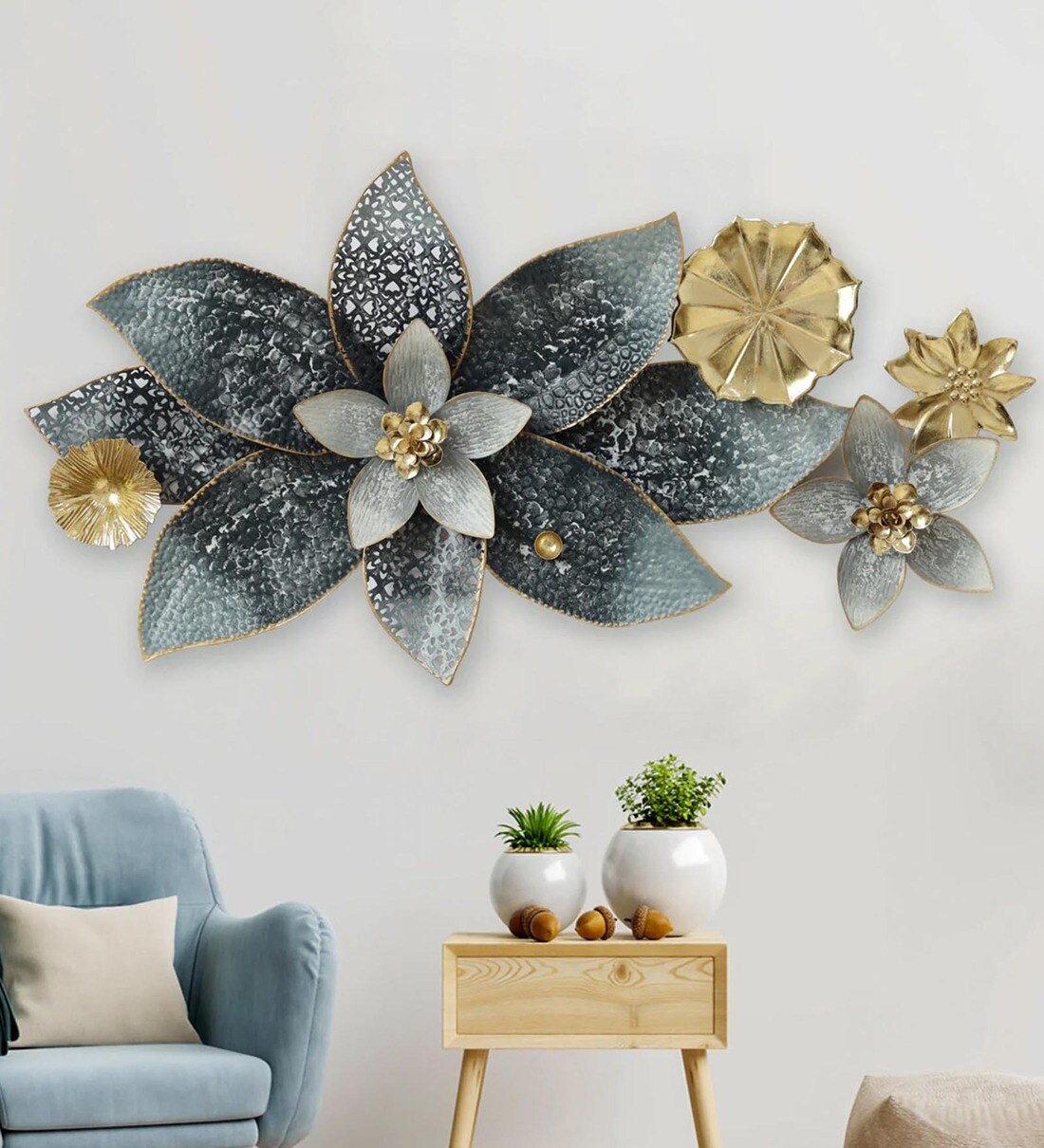 Buy Stapelia Floral Metal Wall Art in Multicolour by Dekor Company at
