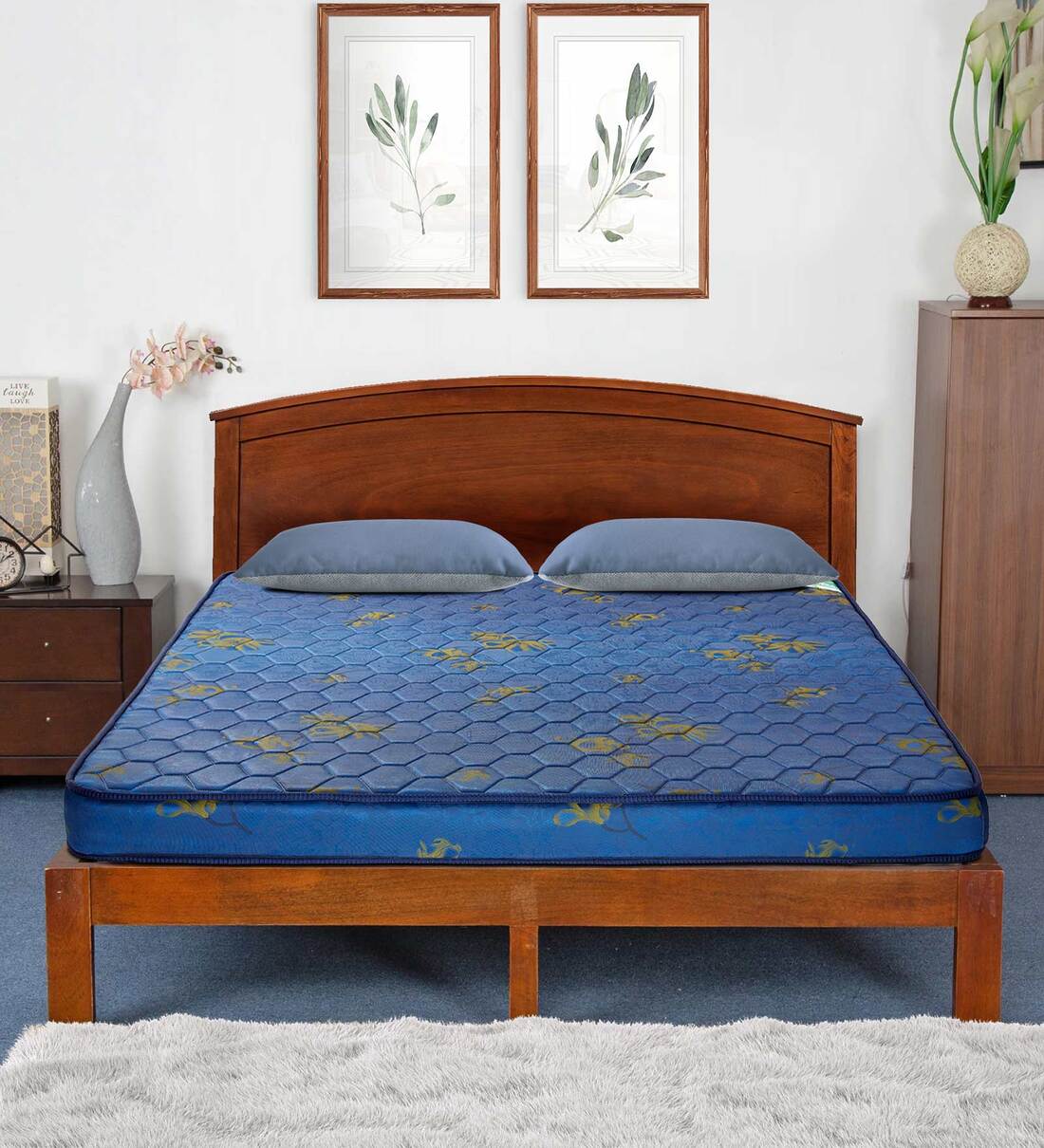 Buy Star Orthopedic 4 Inch Queen Size Coir Mattress In Blue Colour By