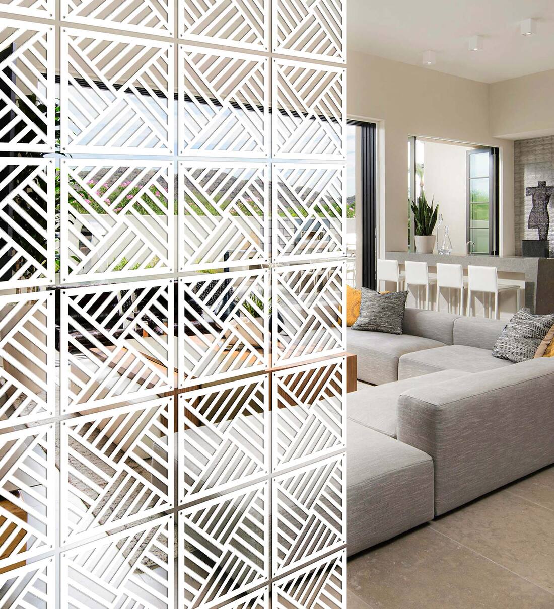 Buy Static Royal (Set Of 10) White Colour Acrylic Hanging Room Divider at 25 OFF by