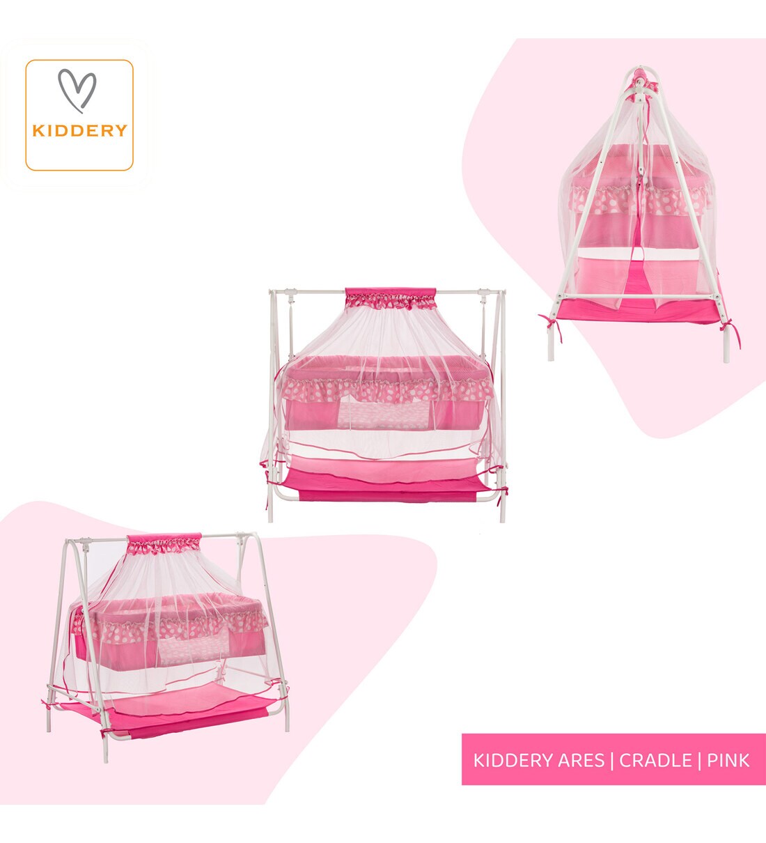 Buy Steel Cradle In Pink Colour By Kiddery Online Cribs Cribs