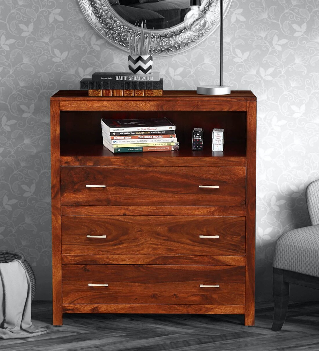 Buy Stigen Solid Wood Chest Of Drawers In Honey Oak Finish By Woodsworth Online Modern Chest