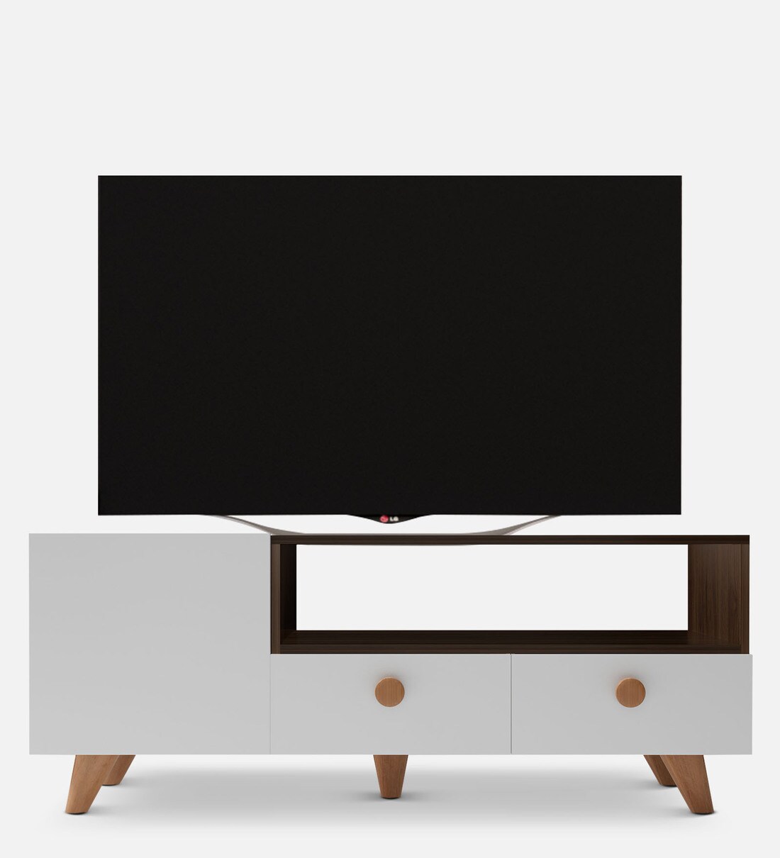 Buy Stiles TV Console for TVs in White & Columbian Walnut Finish for