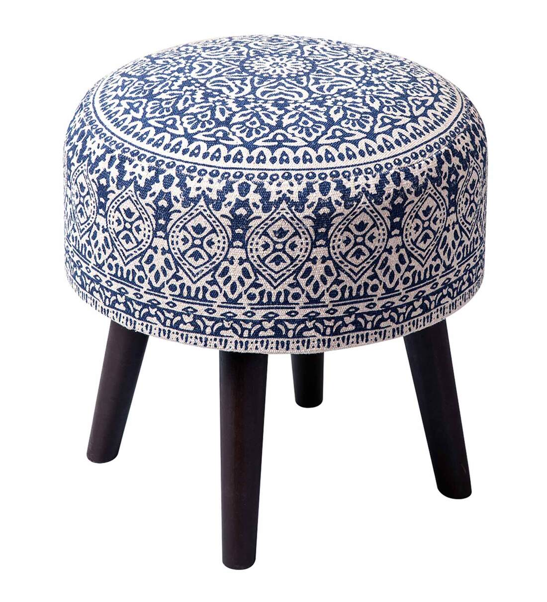 Buy Fremont Fabric Seating Stool in Blue Colour by NestRoots Online