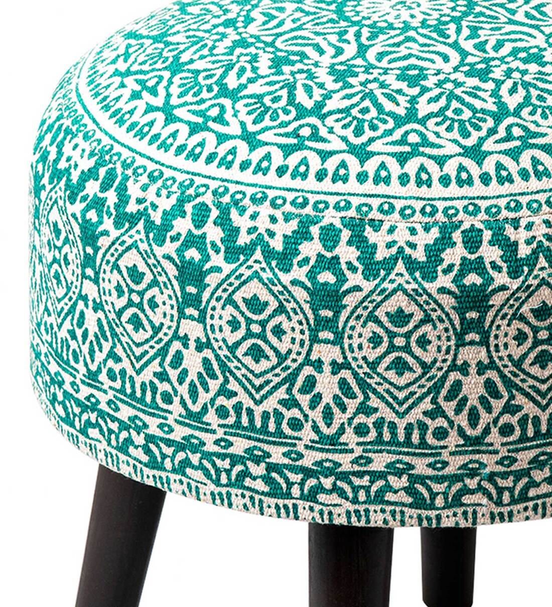 Buy Fremont Fabric Seating Stool in Green Colour by NestRoots Online