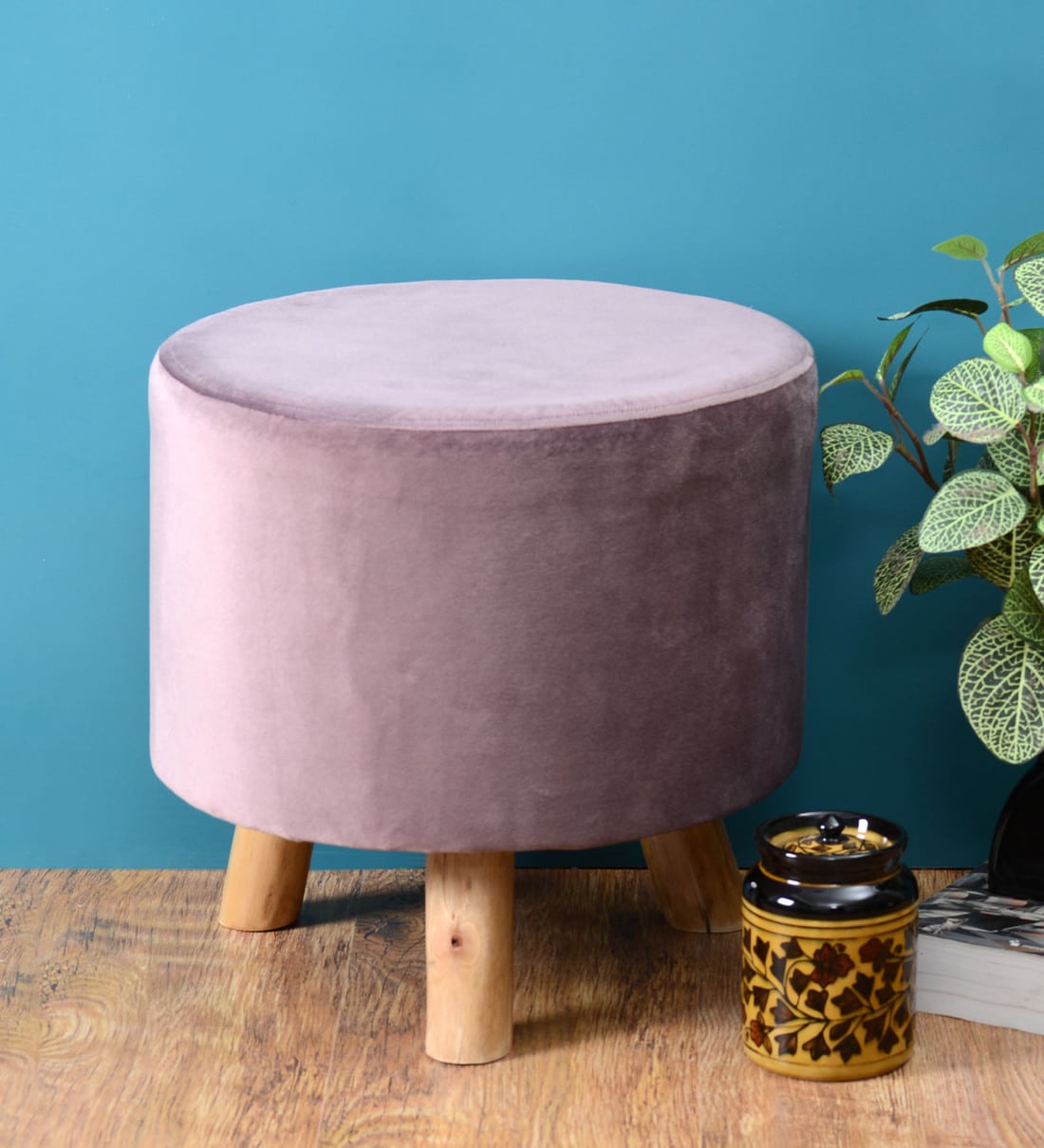 Buy Stool in Pink Colour by Natural Furnish Online Foot Stools