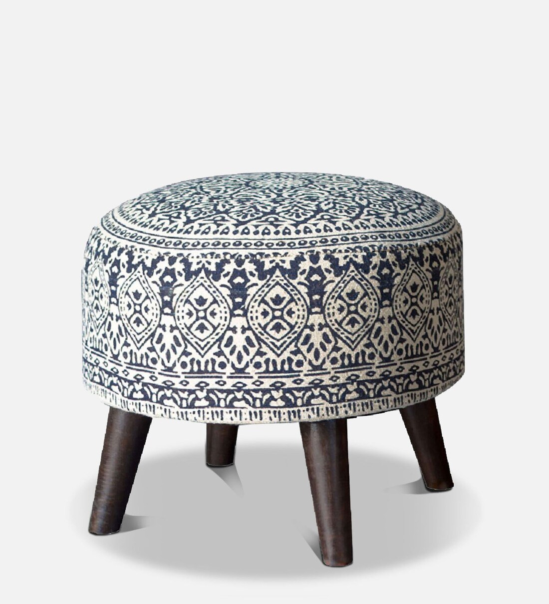 Buy Fremont Fabric Seating Stool in Navy Blue Colour by NestRoots