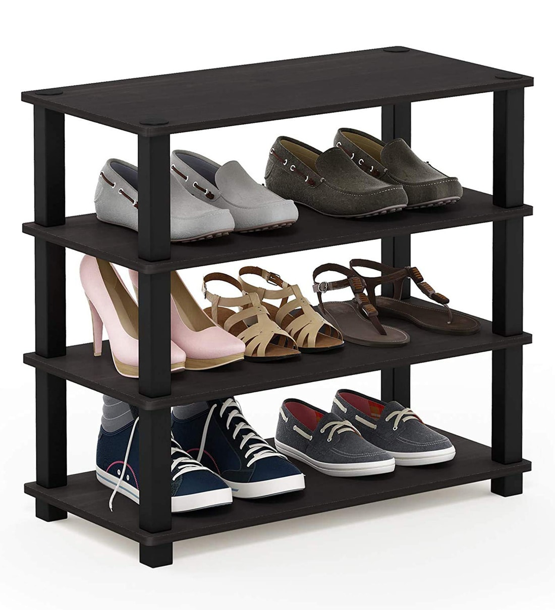 Buy Storedge 4 Tier Collapsible Shoe Rack in Natural Finish by DIY