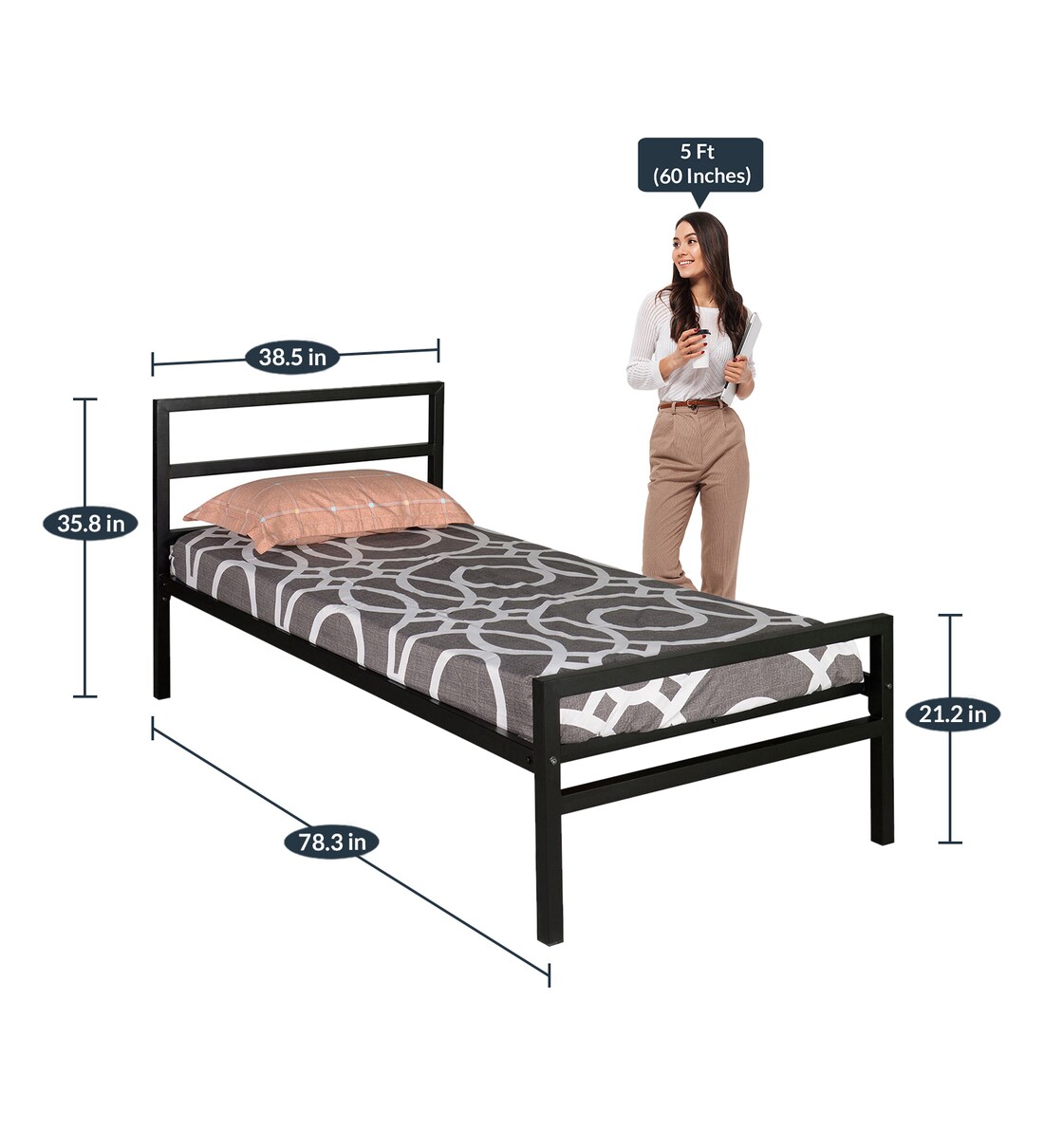 Buy Striker Single Size Bed in Black Colour by Doctor DreamsNilkamal