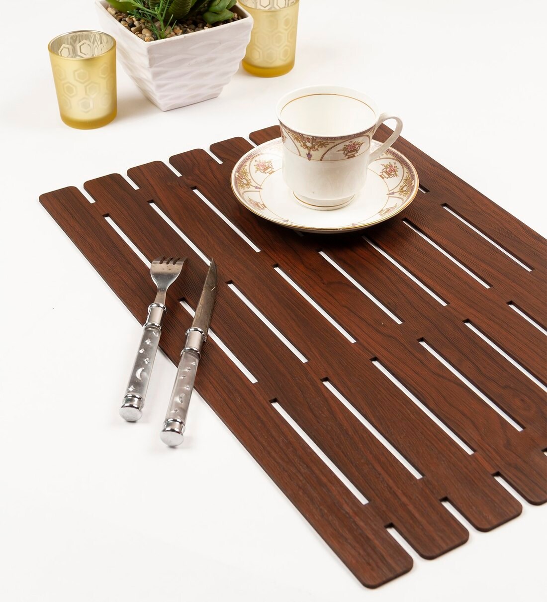 Buy Brown MDF Abstract Placemats Set of 2 by Tiansh Online Placemats
