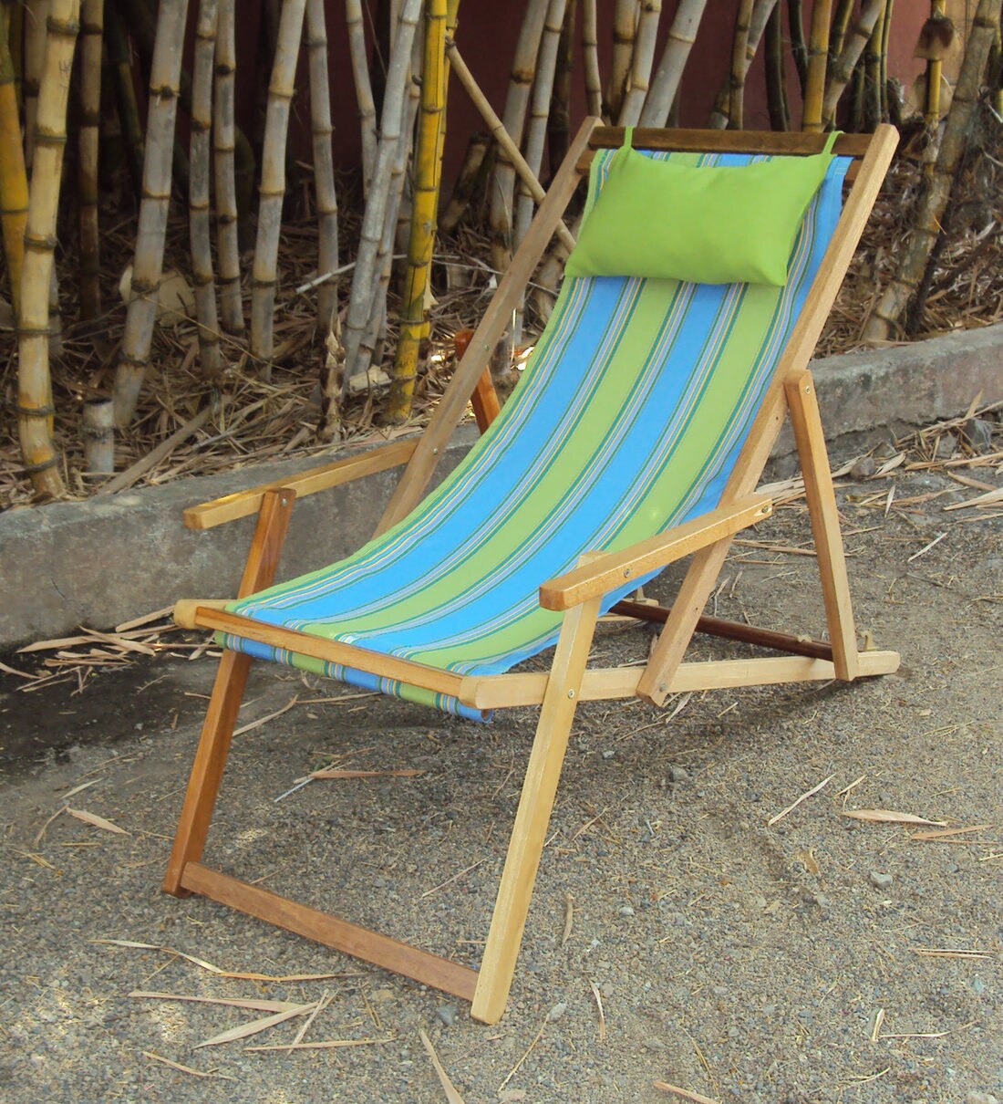 Buy Striped Foldable Outdoor Patio Chair in Green Colour by Hang It