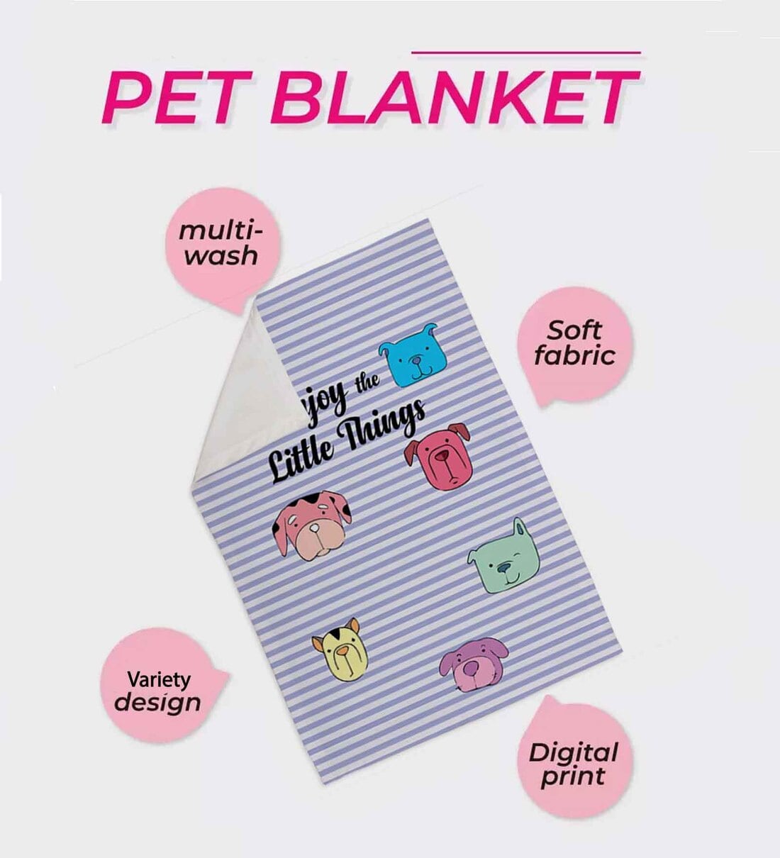 Buy Striped Small Dog Blanket in Blue Colour by Right Online Blankets