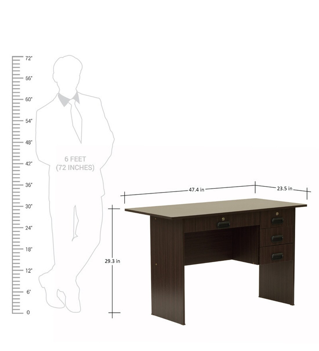 Buy Study Table with Drawers in Wenge Finish On Rent Online Study