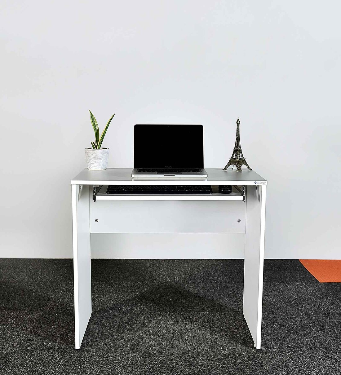 Buy Study Table with Keyboard Tray in White Colour by Fusion Furnish