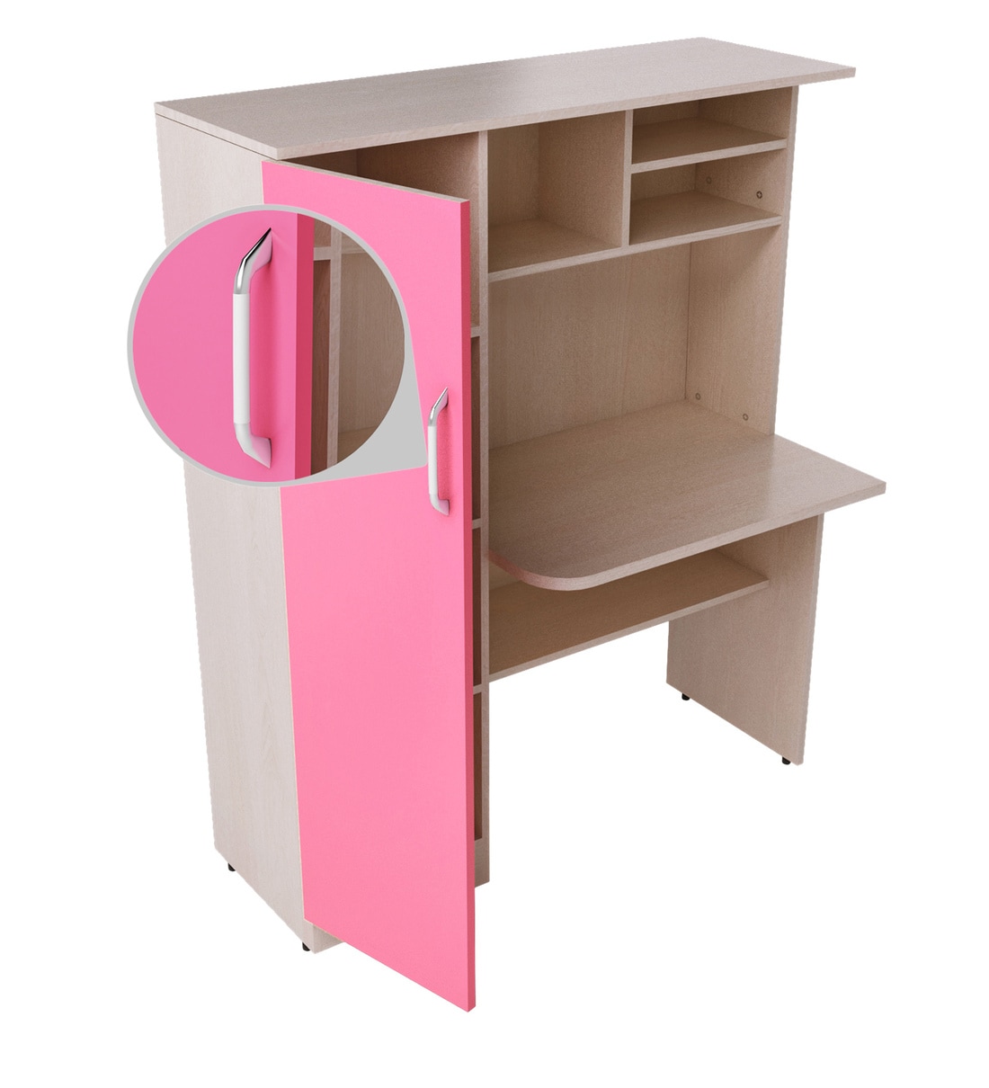 Buy Boston Study Table with Shelves & in Sandy Sawline & Pink