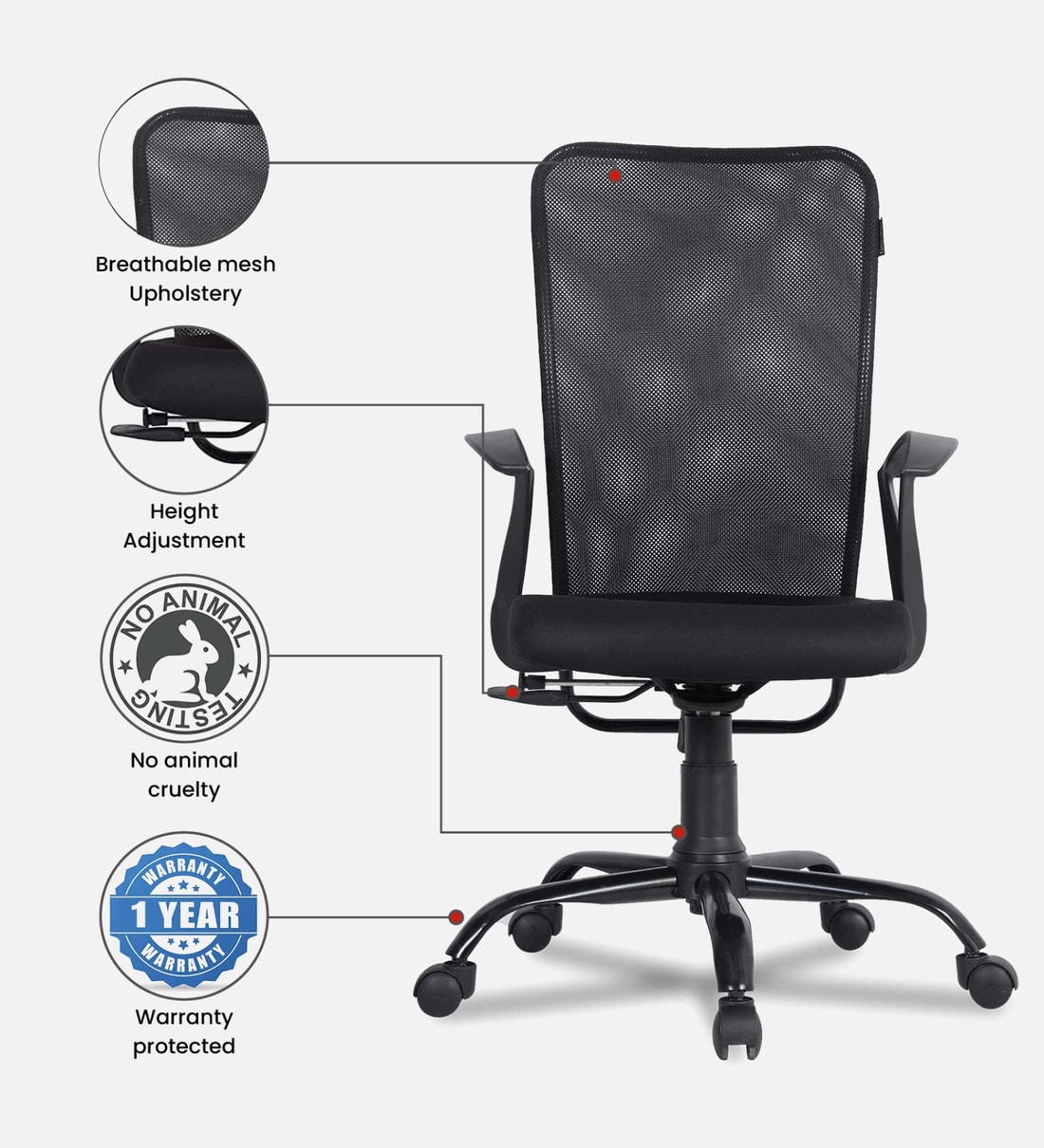 Buy Style Breathable Mesh Ergonomic Chair in Black Colour at 11