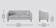 Stella 2 seater sofa in Light Grey  colour