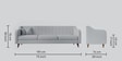 Stella 3 seater sofa in Light Grey  colour