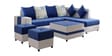 Stollion 8 Seater LHS L Shape Sofa In With Centre Table & 2 Puffy Blue & Light Grey Colour