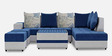 Stollion 8 Seater LHS L Shape Sofa In With Centre Table & 2 Puffy Blue & Light Grey Colour
