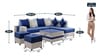 Stollion 8 Seater LHS L Shape Sofa In With Centre Table & 2 Puffy Blue & Light Grey Colour