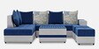 Stollion 8 Seater RHS L Shape Sofa In With Centre Table & 2 Puffy Blue & Light Grey Colour