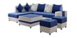 Stollion 8 Seater RHS L Shape Sofa In With Centre Table & 2 Puffy Blue & Light Grey Colour