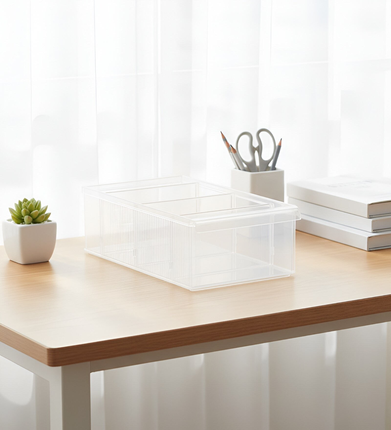 Stackable Polypropylene Storage Bin 3.31L, Frosted White Multipurpose Organizer Box