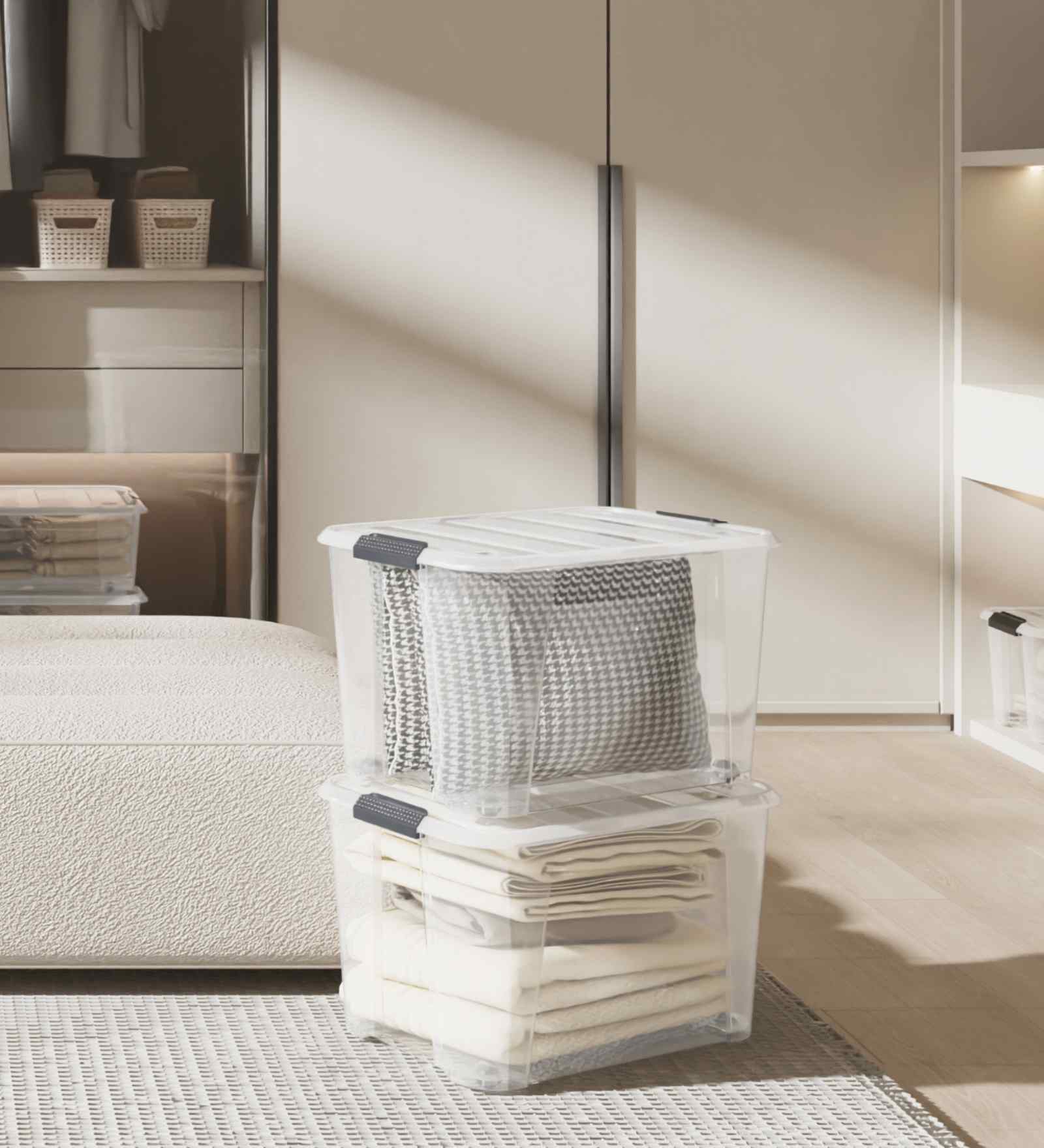 Stackable Storage Box with Lid and Wheels