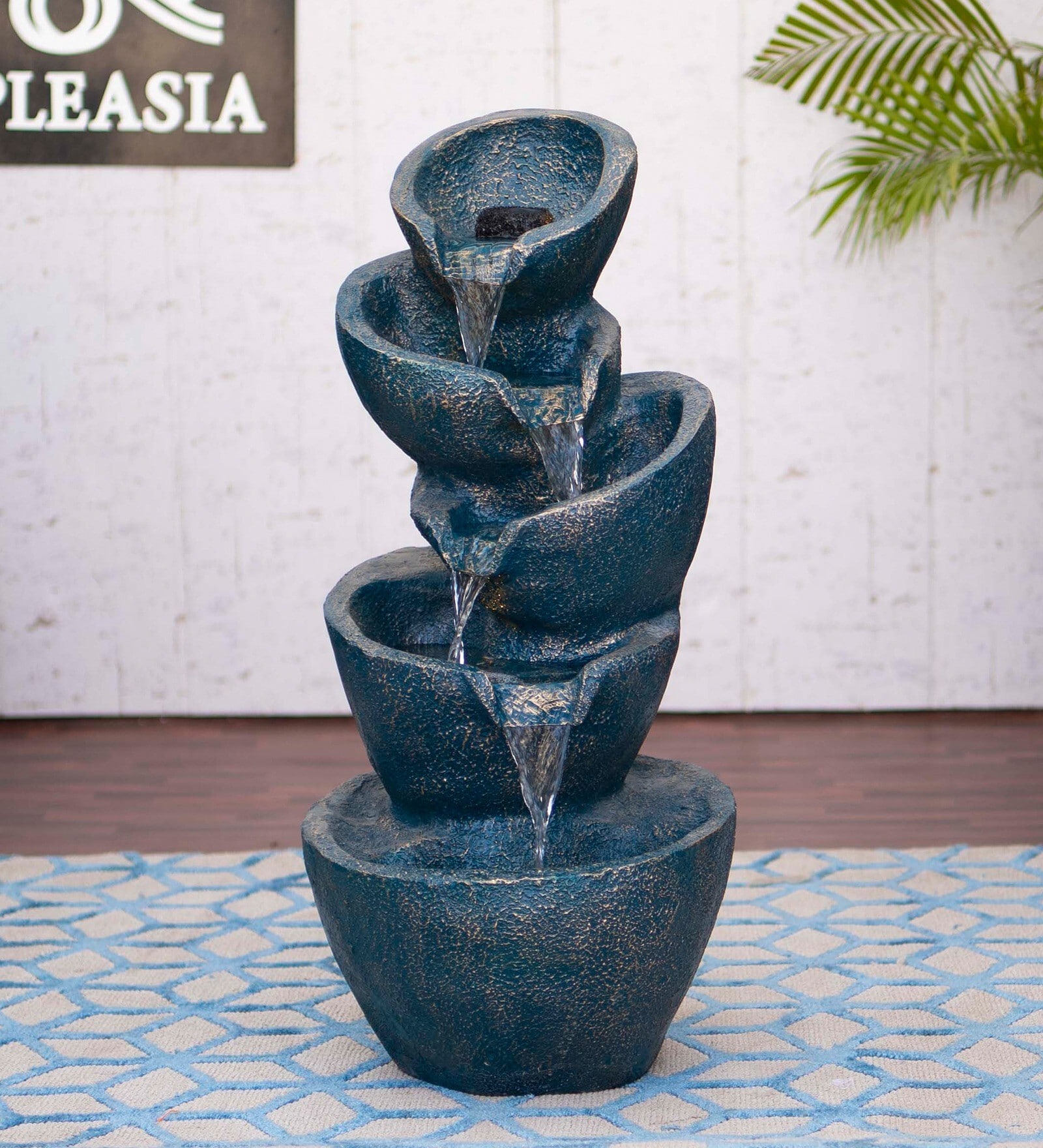 Stacked Pot Wine Fiber Glass Indoor Fountain