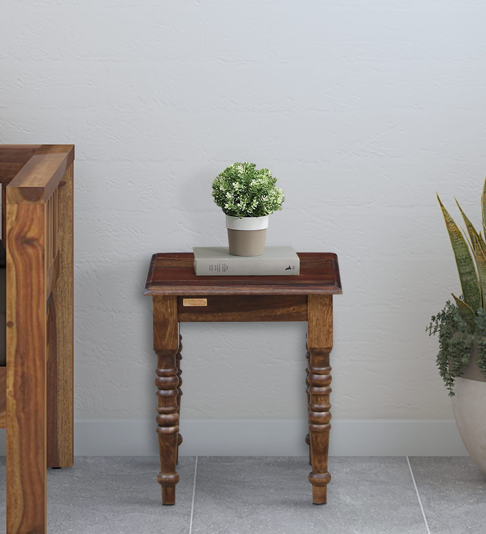 Stafford Sheesham Wood End Table In Scratch Resistant Provincial Teak Finish