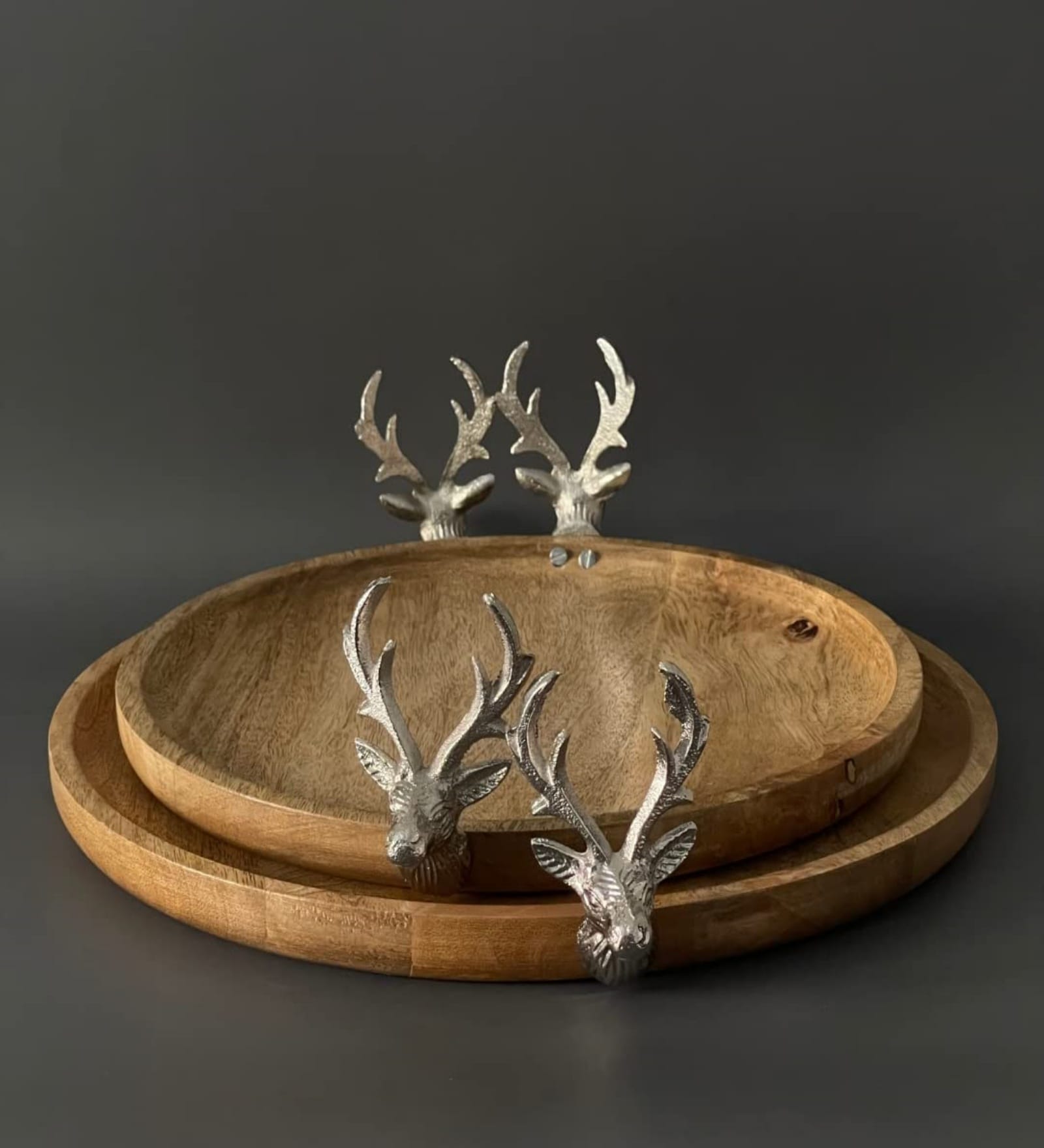 Stag Head Wooden Platter