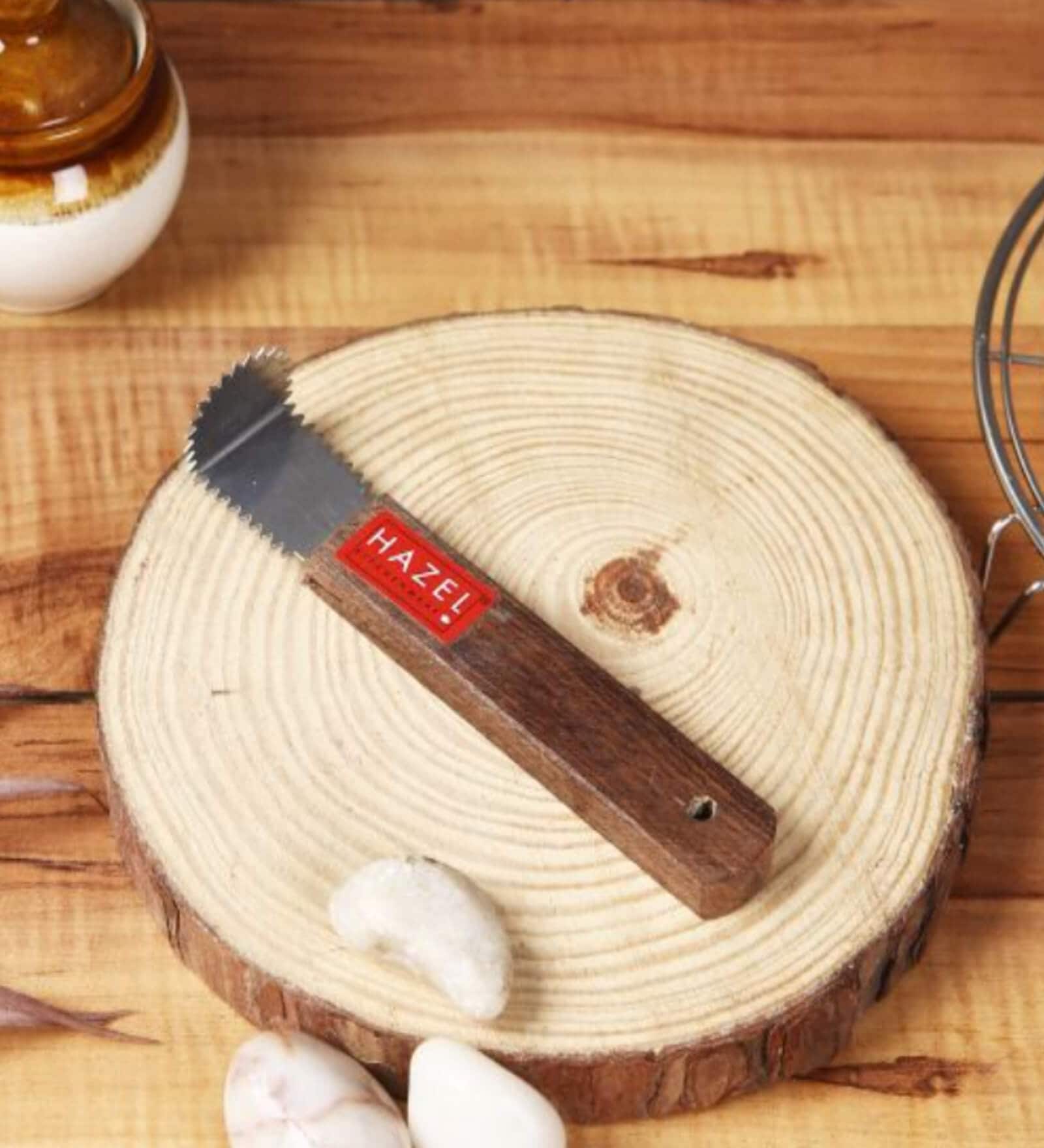 Stainless Steel Coconut Scrapper, Silver & Brown