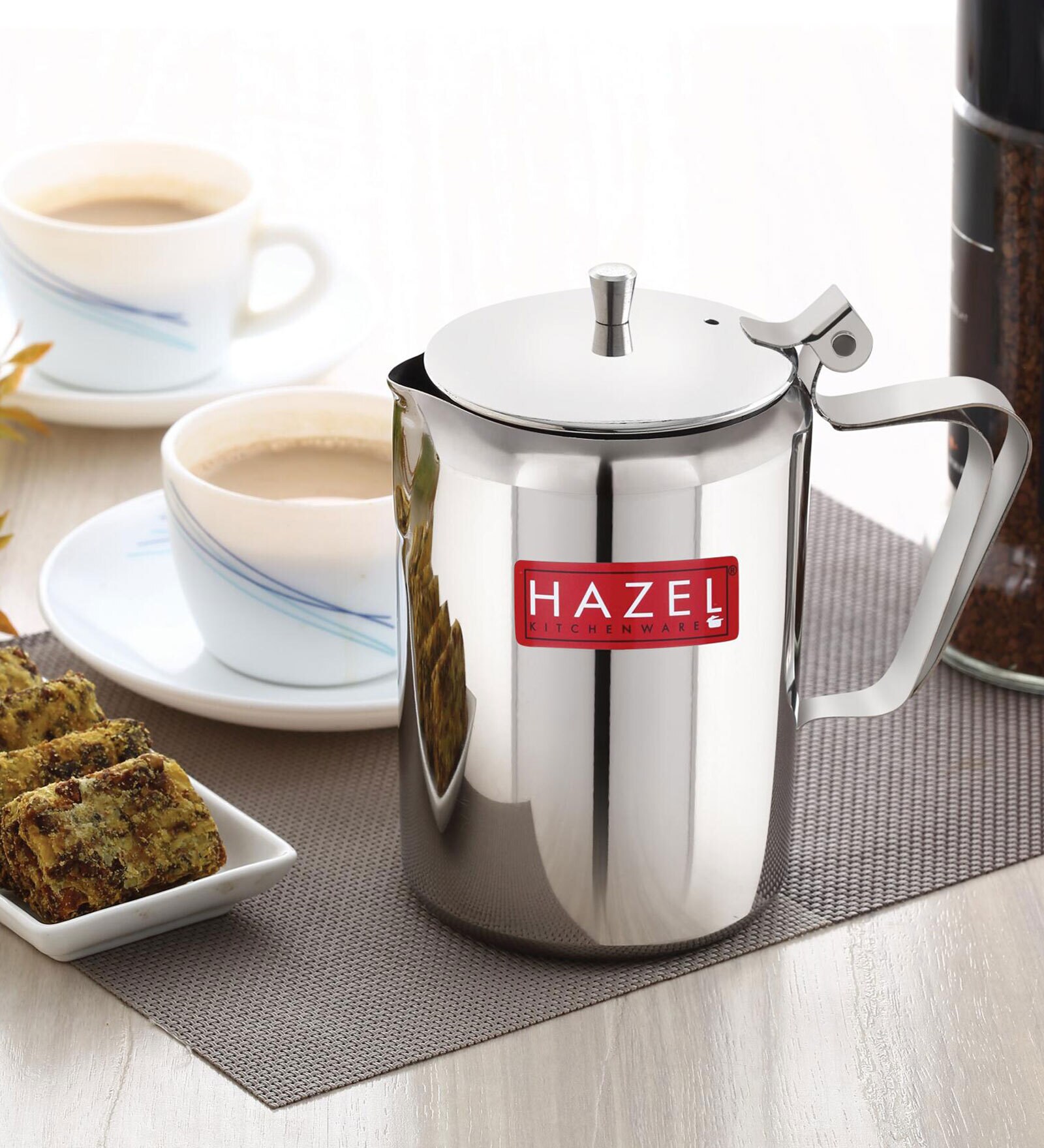 Stainless Steel Coffee Serving Pot with Handle & Lid, Strong and Sturdy, Spill Proof Pouring, 650 ML