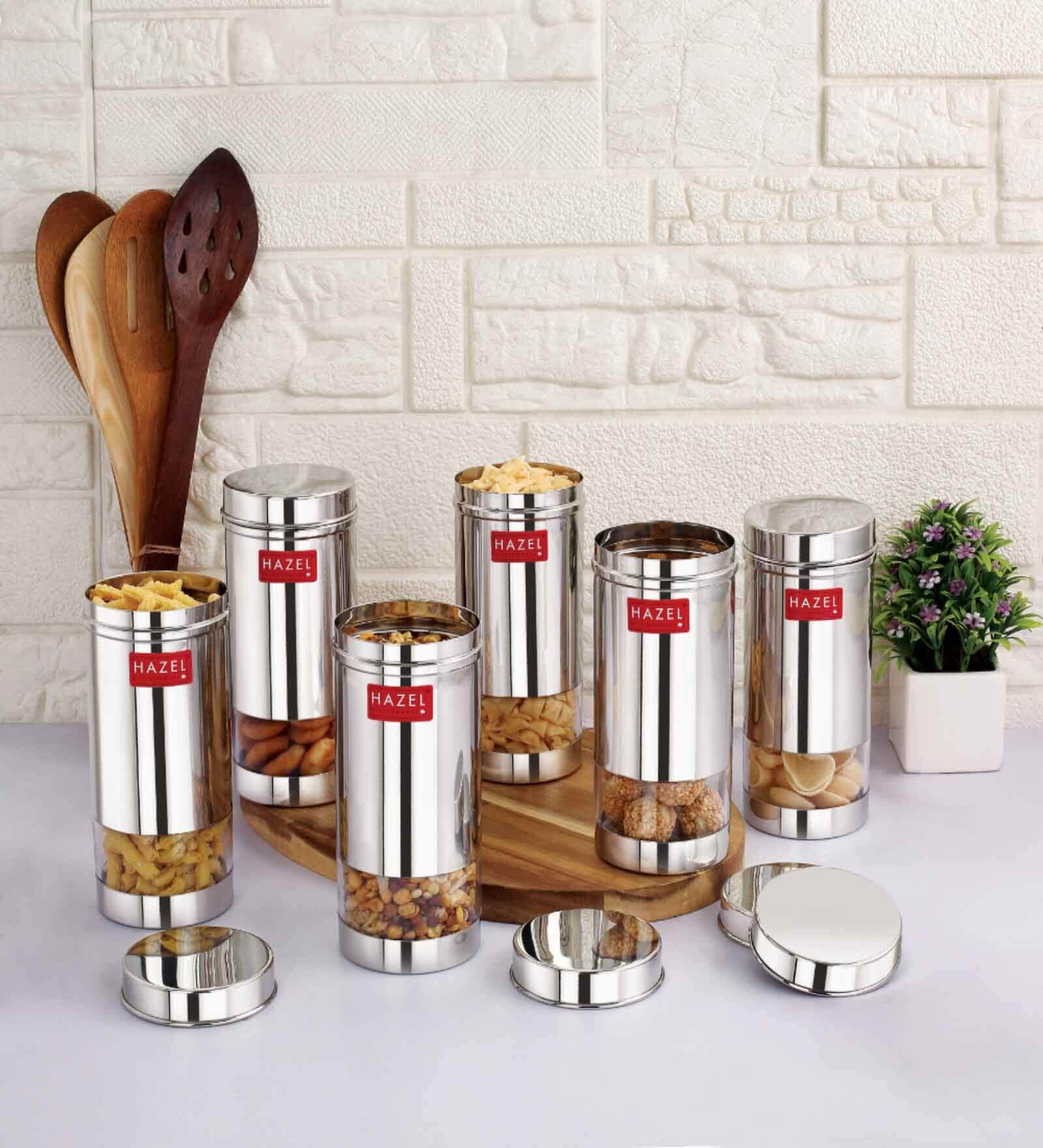 Silver 500 ML Stainless Steel (Set of 6)  Air Tight Fridge Storage Containers