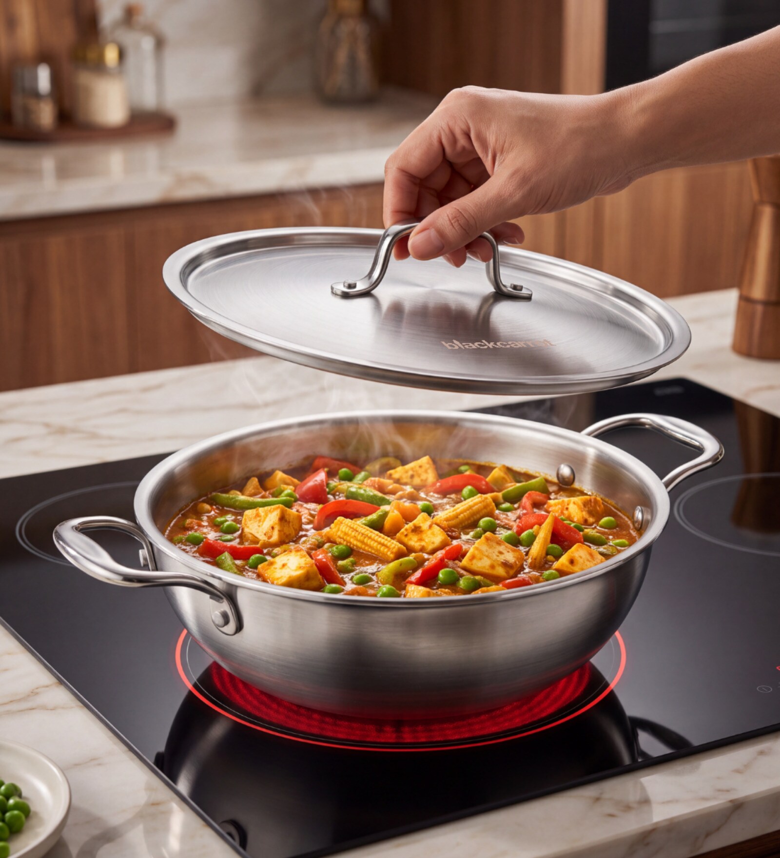 Stainless Steel PureCook Triply Kadhai With Stainless Steel Lid 3 Litre