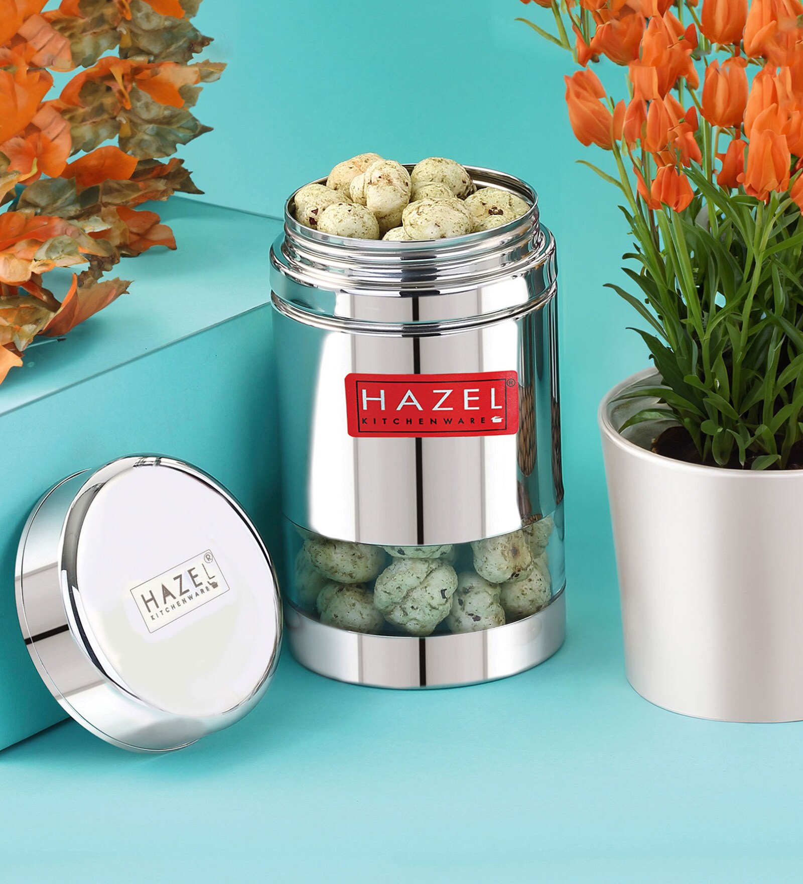 Silver Stainless Steel Transparent See Through 600 ml Storage Container