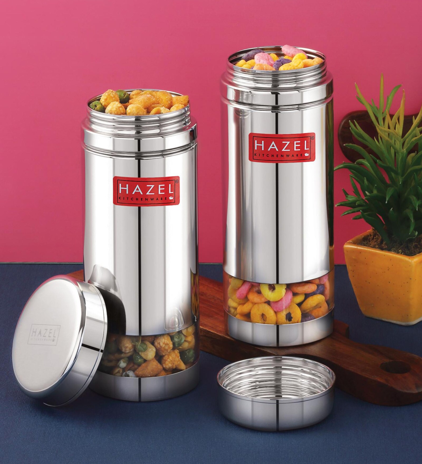 Silver 950 ml Stainless Steel Transparent See Through (Set of 2) Storage Container