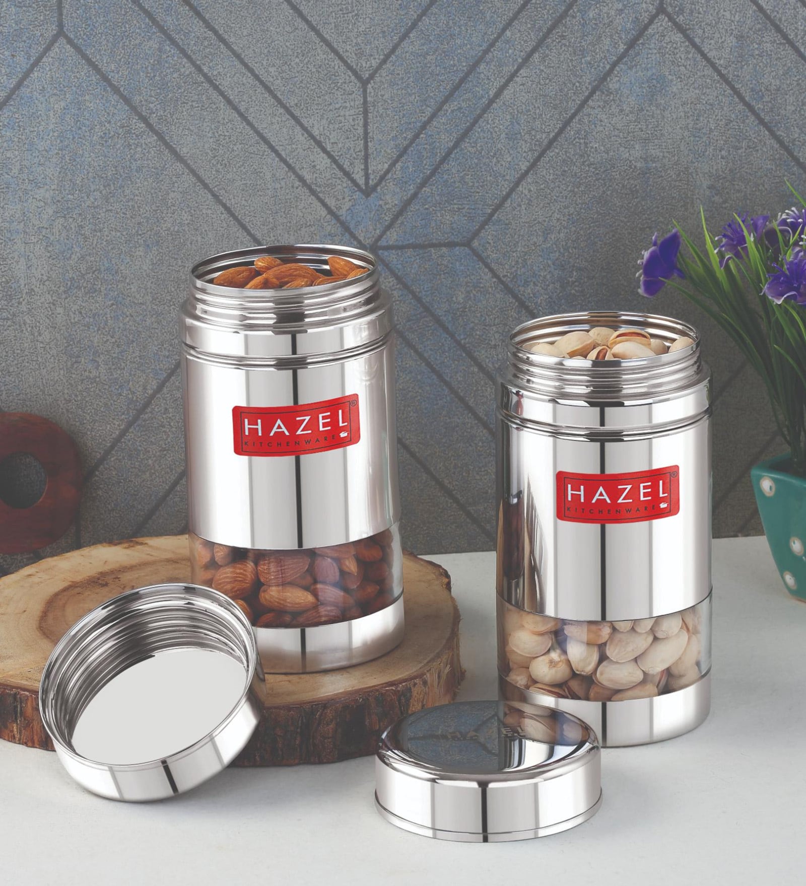 Silver 600 ml Stainless Steel Transparent See Through (Set of 2) Storage Container
