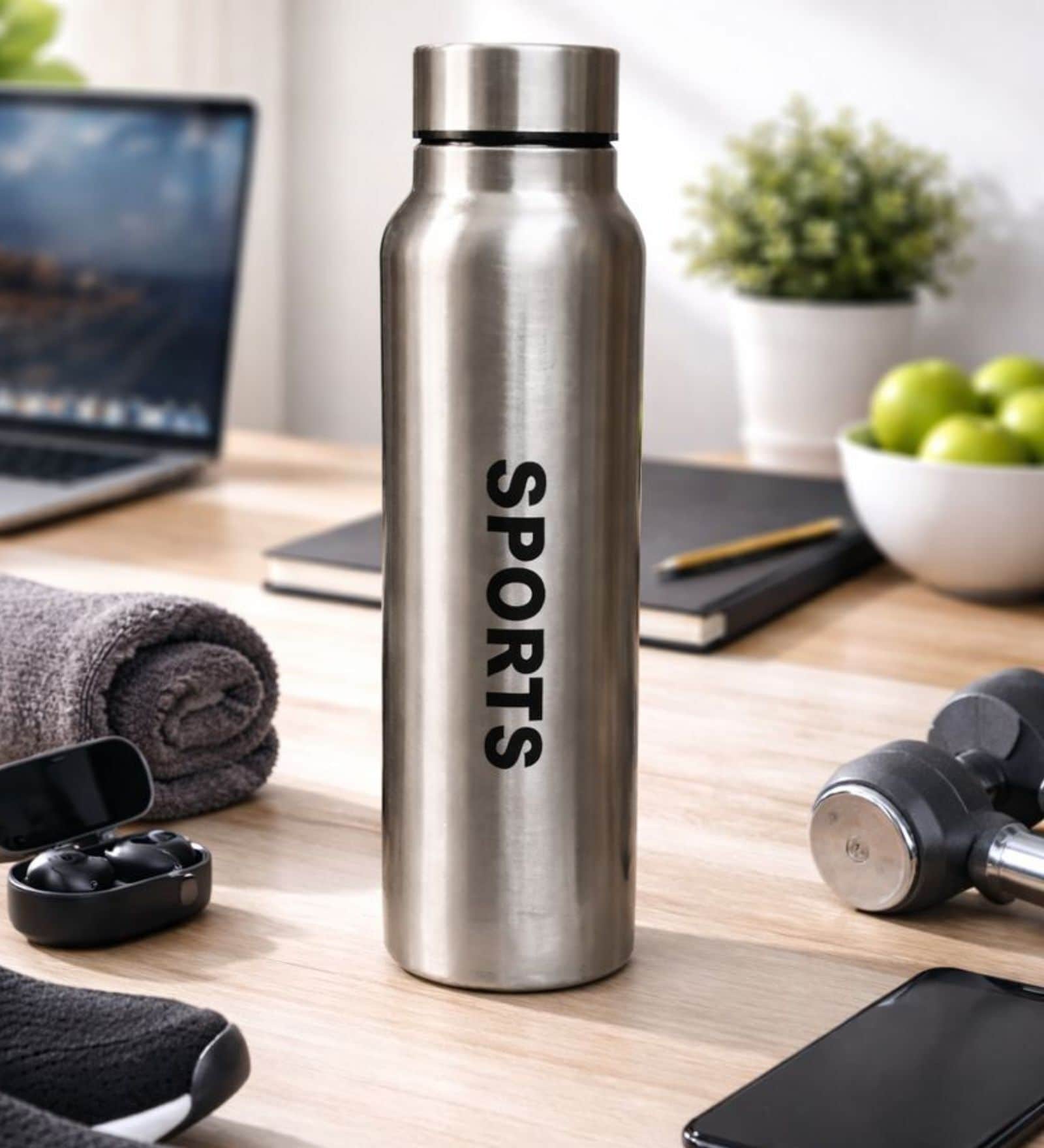 Stainless Steel Water Bottle 1 Litre | Leak Proof, Durable & Rust Proof | Non-Toxic & BPA Free Steel Bottles 1+ Litre | Eco Friendly Stainless Steel Water Bottle (Pack of 1)